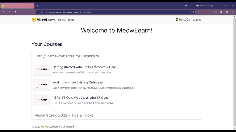 MeowLearn User Functionalities: View Enrolled Courses